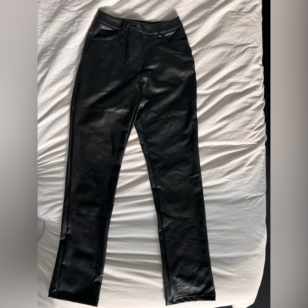 M by Mendocino Black Leather (Vegan) Pants - Size Small